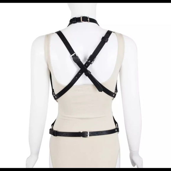 Black Leather Full Body Harness Belts